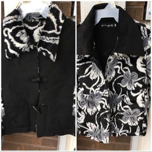 Linda Lundstrom Black Faux Fur Reversible Coat